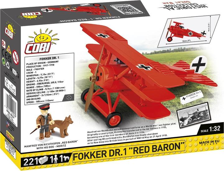 Actual product image Cobi H.C. WWI Fokker DR.I Red Baron