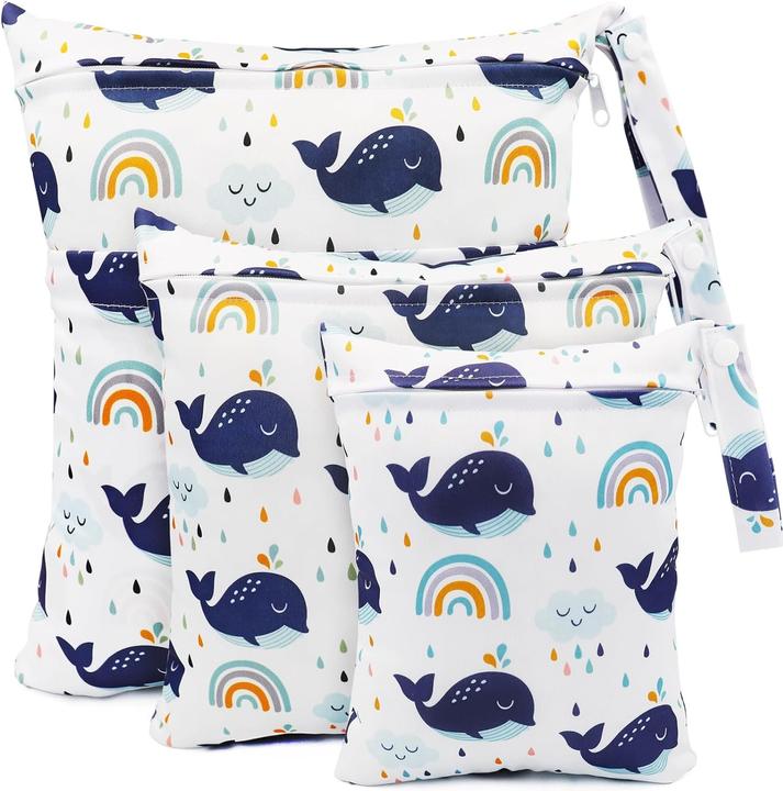 ASMI 3 Stück Wetbag Windeltasche Set 30x36cm + 28x30cm + 20x24cm