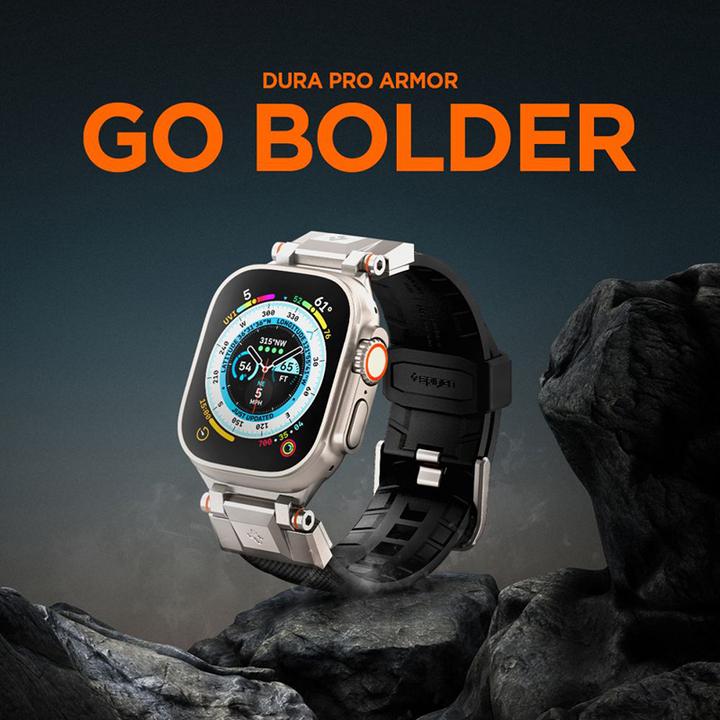 Productafbeelding Spigen DuraPro Armor Apple Watch 4/5/6/7/SE 42/44/45/49 mm czarny/zwart AMP06065 (35 mm, Thermoplastisch polyurethaan (TPU), Nylon)