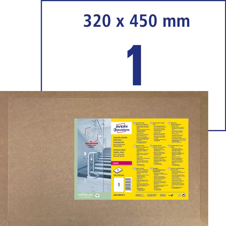 Actual product image Avery Antimicrobial labels, removable, transparent
