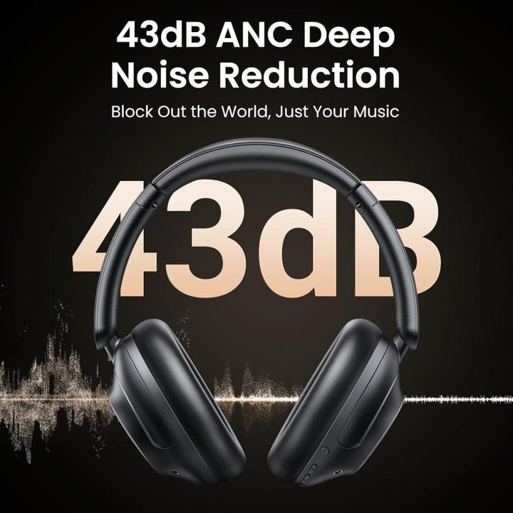 Actual product image Ugreen Słuchawki bezprzewodowe HP202 HiTune Max5 Hybrid ANC (czarne) (ANC, 90 h, Cable, Wireless)
