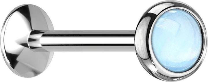 Produktbild Star Piercing Micro UFO Labret Innengewinde silber mit Epoxidstein blau (Chirurgenstahl 316L, ohne Messing)