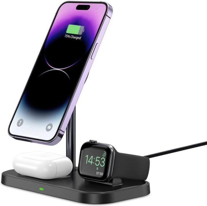 Actual product image Tech Tech-Protect wireless charger QI15W A22 3in1 Magnetic MagSafe, black (15 W)
