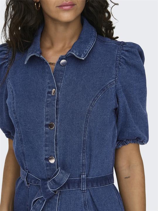 Produktbild Only Normal geschnitten Rundhals Elastische Bündchen Puffärmel Kurzes Kleid Jeanskleid (L)