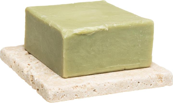 Immagine prodotto Natura Punto Sapone con olio di oliva e alloro, con portasapone in travertino (Sapone duro)