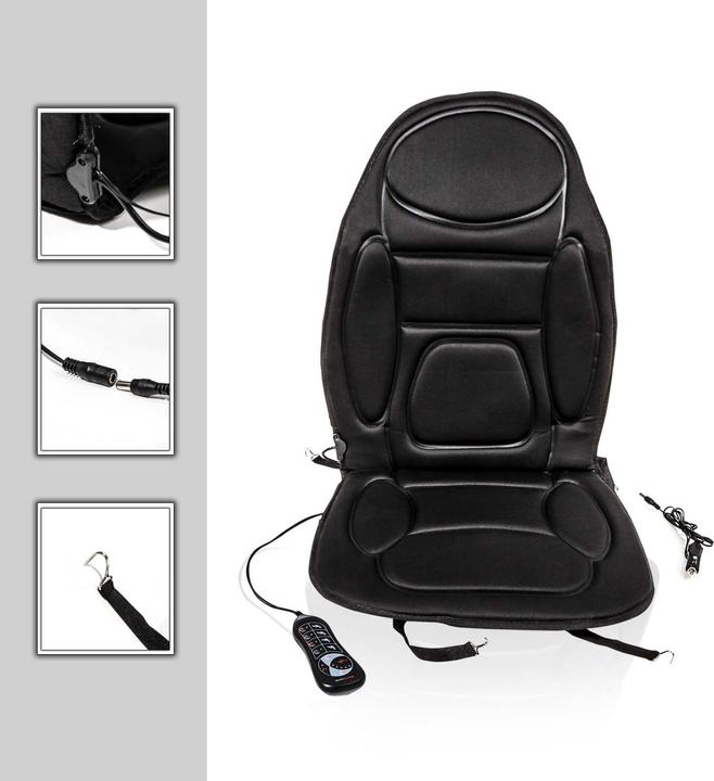 Actual product image Wiltec Full Body Massage Cushion with Heat and 5 Vibration Motors for Muscle Relief, 105x50cm, black, 12V (Garden machinery attachment)