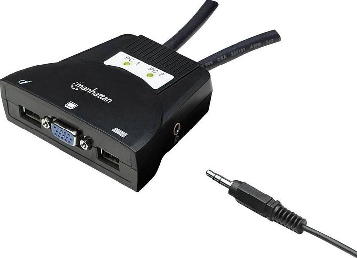 Produktbild Manhattan 2-Port Mini KVM Switch, USB, Audio, schwarz