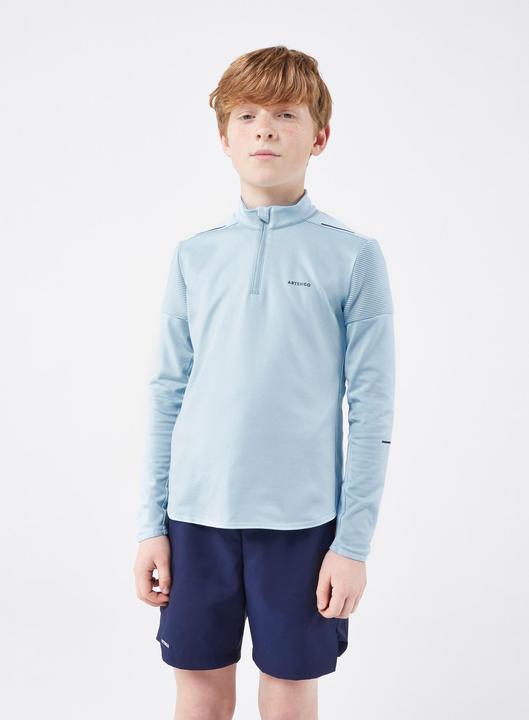 Artengo Kinder Langarmshirt Tennis 1/2 Reissverschluss - TTS ML TH hellblau