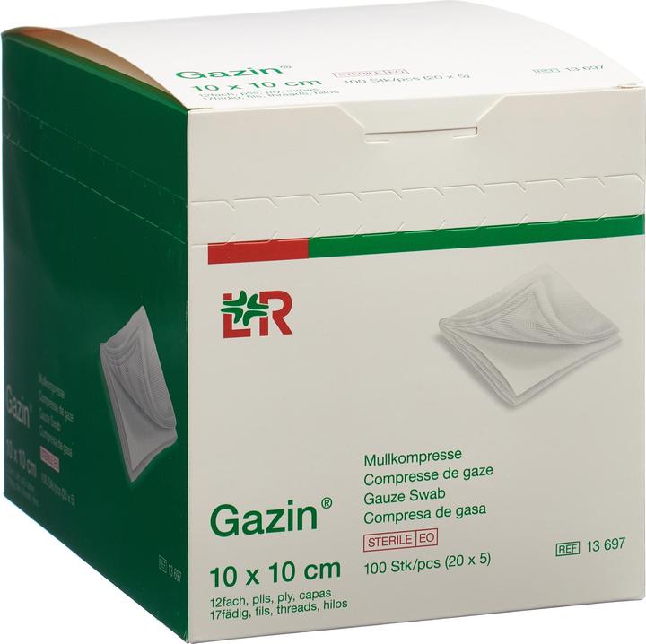 Actual product image Gazin Mullkompress Set 10x10cm 12-fach steril