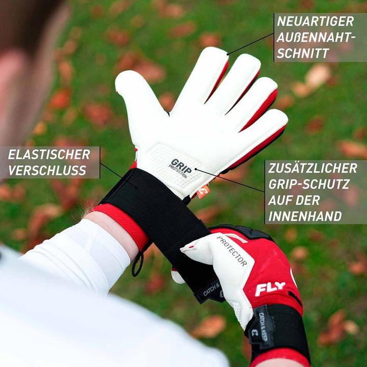 Actual product image Catch & Keep Football Gloves Fly Protect Gr. 9 Red Goalkeeper Keeper Goalie Gloves (9)