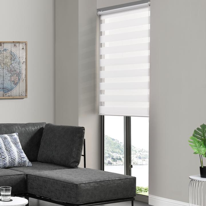 Immagine prodotto En.Casa Tenda a rullo Duo 100x150cm zebrata bianca (100 x 150 cm)