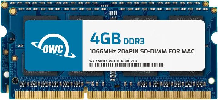 Immagine prodotto OWC 8.0GB (2x 4GB) PC3-8500 DDR3 1066MHz SO-DIMM 204 Pin (2 x 4GB, 1066 MHz, DDR3-RAM, SO-DIMM)