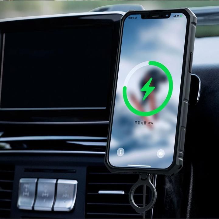 Produktbild Nillkin CamShield Armor Pro Magnethülle für iPhone 14 MagSafe Armoured Cover Standring Schwarz (Apple iPhone 14, Apple iPhone 13)