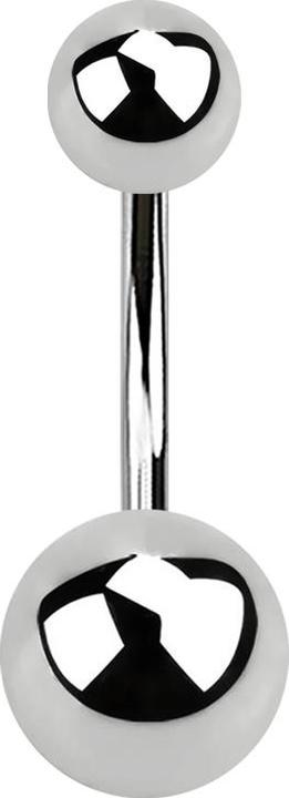 Image du produit Star Piercing Micro banane argentée avec deux boules (sans laiton, Acier chirurgical 316L)
