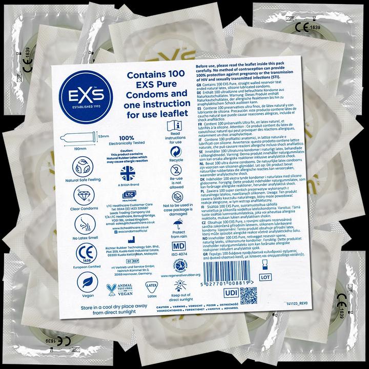Produktbild EXS Vorratsbeutel «Pure» 100 dünne, vegane Kondome (100 Stk.)