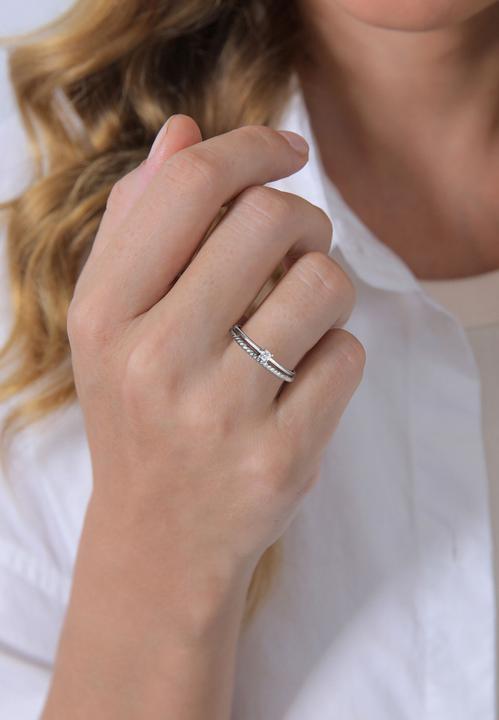 Produktbild Elli DIAMONDS Ring Diamant (0.06 ct) Solitär Bandring 585 Weissgold (58, 950 Palladium)
