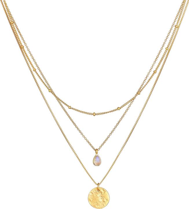 Actual product image Elli Gemstone necklace, layer (925 Sterling silver gold-plated, Moonstone, 40 cm)