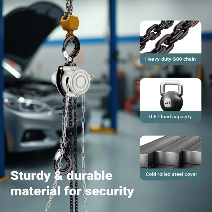 Actual product image Wiltec Kettenzug bis 500kg Handkettenzug 3m Hubhöhe Tragmittel Hebezeug Hebelzug