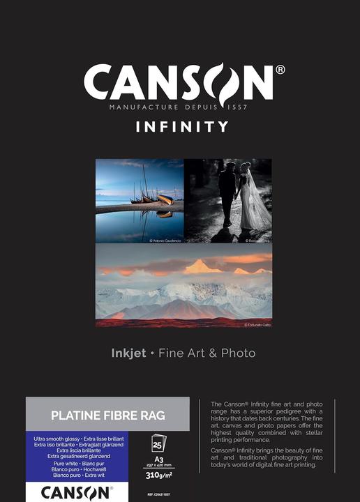 Canson Carta fotografica INFINITY "Platine Fibre Rag", 310 g/m², A3 (310 g/m², A3, 25 x)