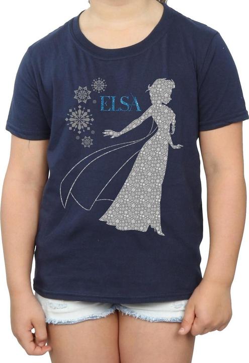 Actual product image Disney Girls Frozen Elsa Christmas Silhouette Cotton T-Shirt (152, 158)