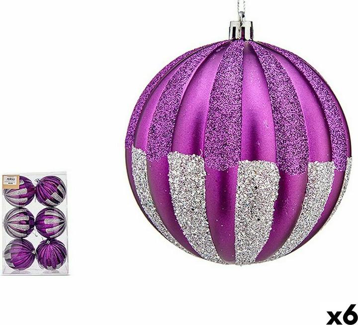 Produktbild Krist+ Weihnachtskugeln-Set 10 cm Lila Silberfarben PVC (6 Stück) (6 -teilig)