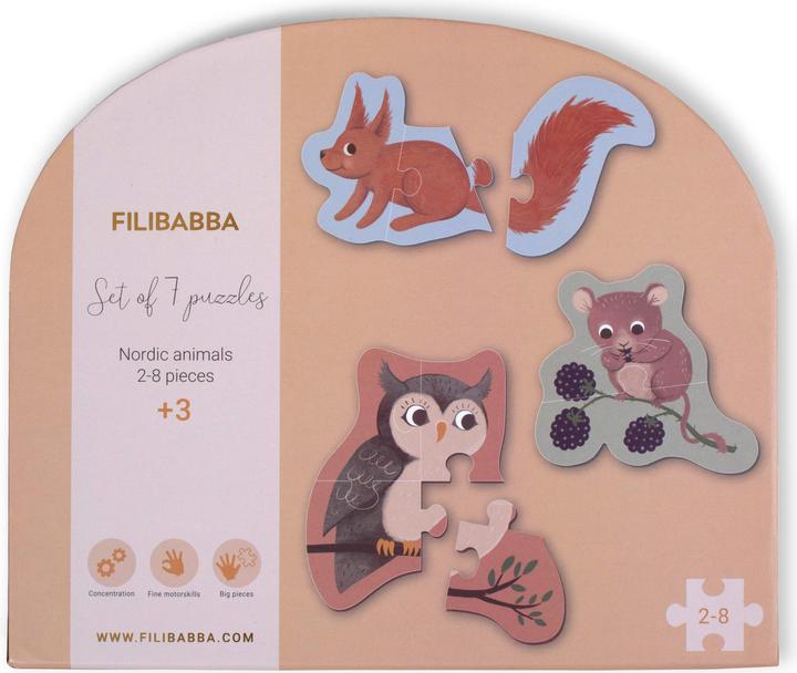 Produktbild Filibabba Set of 7 puzzles - Nordic animals (FI-02178) (30 Teile)