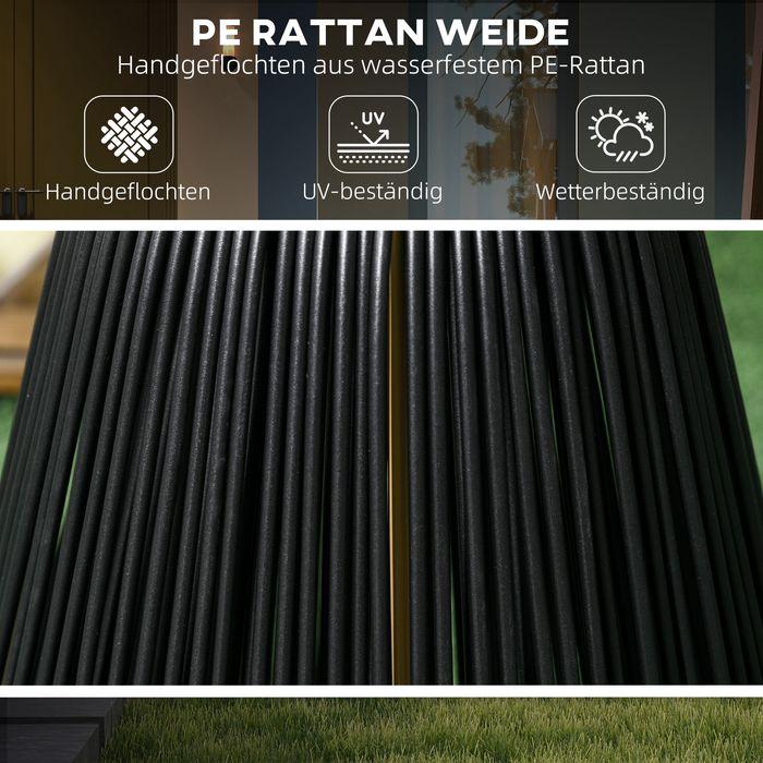 Produktbild Swisshandel24 Solarleuchte Rattan, wasserdichte Wegleuchte mit Lichtsensor, Automatische LED Gartenlampe, Schwarz (IP44)