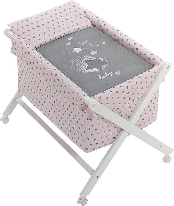 Image du produit Don Algodon Berceau En X - Hêtre Blanc +Lit+Vêtements+Matelas - -Rose