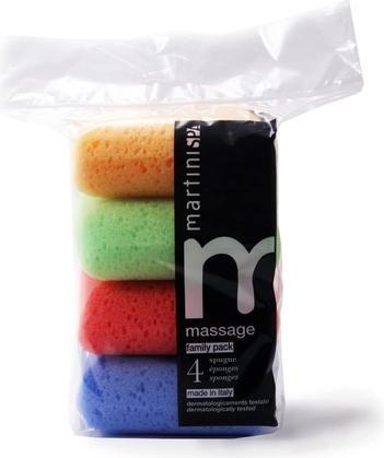 Actual product image Martini Spa MartiniSPA Coloured Massage Soft Square Sponges Family Size 37g - Pack of 4