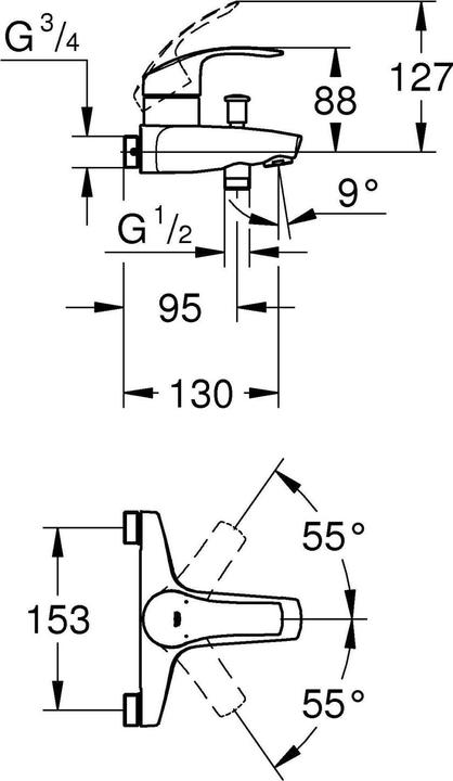 Actual product image Grohe Eurosmart 2015 EHM tub AP