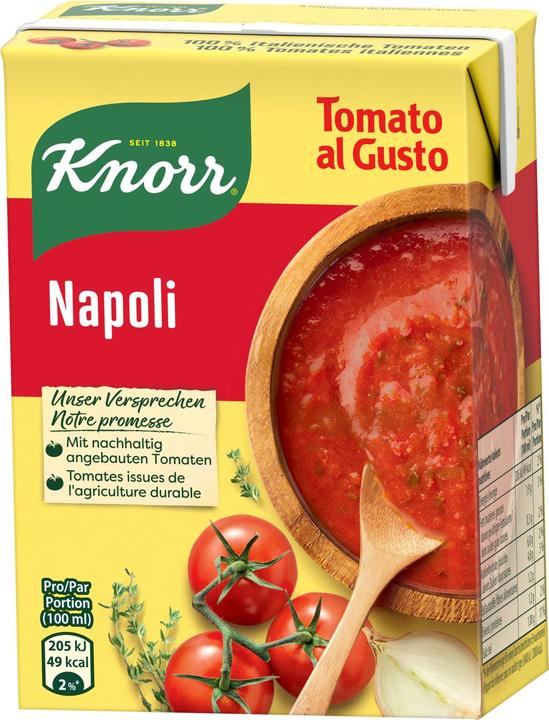 Produktbild Knorr Tomato al Gusto Napoli Pasta Sauce, sonnengereifte Tomaten & Kräuter, für Teigwaren & Gratin Auflauf (370 g)