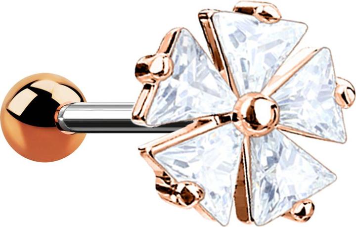 Image du produit Star Piercing Micro Barbell rosegold mit fünf Dreieckskristall (Acier chirurgical 316L, Laiton)