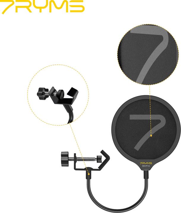 Produktbild 7Ryms 360° Adjustable Microphone Pop Filter with Dual-layer Mask Shield