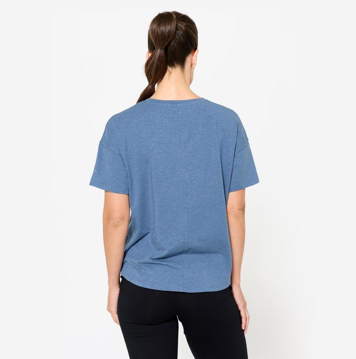 Actual product image Kimjaly Women's Short-Sleeved Yoga T-Shirt - Dark Blue (M)