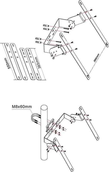 Image du produit Offgridtec Kit de montage mural sur mât en aluminium pour modules de 20W à 50W