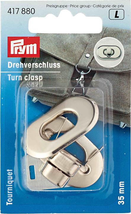Produktbild Prym Drehverschluss für Taschen, silber 35 x 20 mm, Karte 1 Stk.