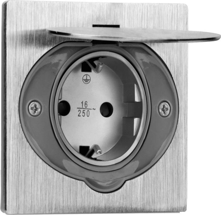 Produktbild Orno Steckdose, hermetisch, versenkt, IP44, Edelstahl, Schuko-Version
