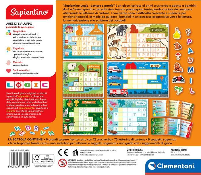 Image du produit Clementoni Sapientino Logic cartes illustrées avec des lettres, des mots croisés pour les enfants, Flashc