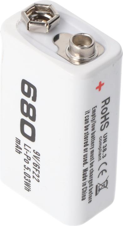 Image du produit AccuCell Pile rechargeable 9V bloc, 6LR61, 6F22 (1 pcs, 9V Block, 650 mAh)