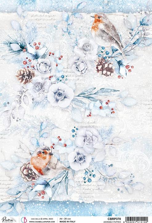 Produktbild Ciao Bella Motiv-Strohseide "Vögel im Winter", DIN A4 (28 g/m², 1 x)