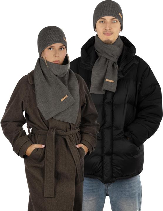 Image du produit Normani Ensemble d'hiver "Sudbury" avec bonnet et écharpe Marron chiné (Taille unique)