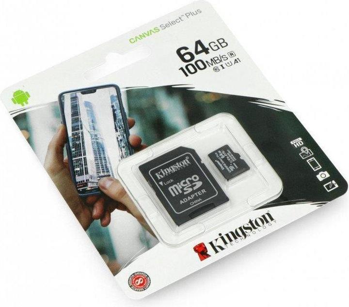Actual product image Kingston Canvas Select Plus (64 GB, microSDXC, U1, UHS-I)