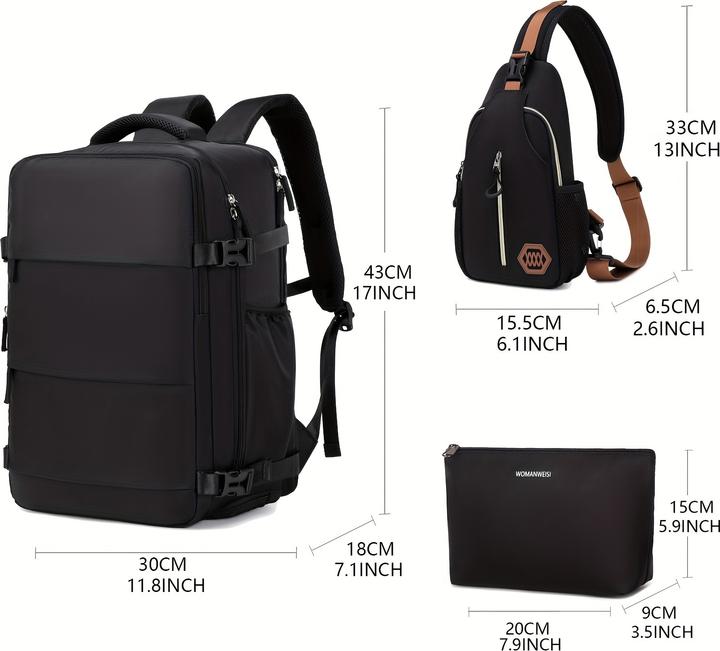 Image du produit PhoneLook Sac à dos de voyage pour avion avec compartiment ordinateur portable et chaussures et port USB