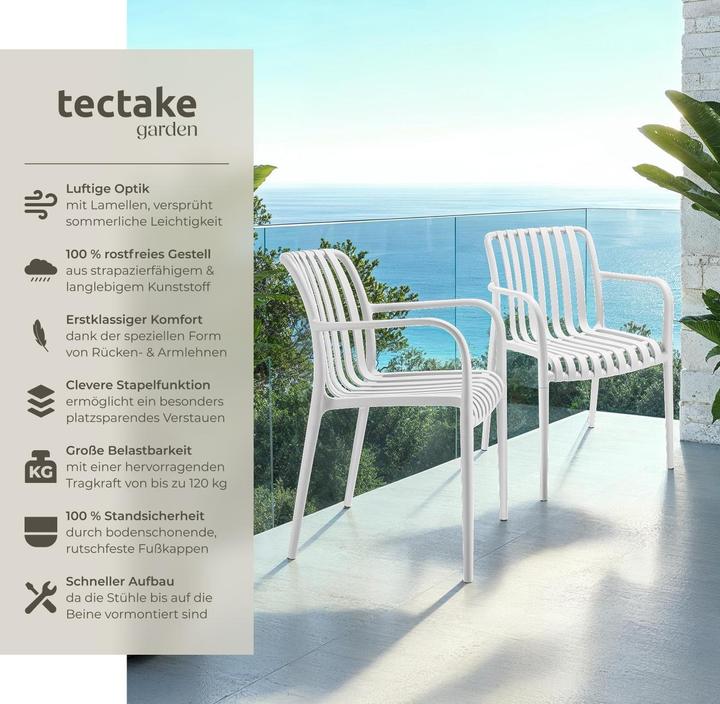 Immagine prodotto tectake Sedie da giardino Alcudia, resistenti alle intemperie, impilabili