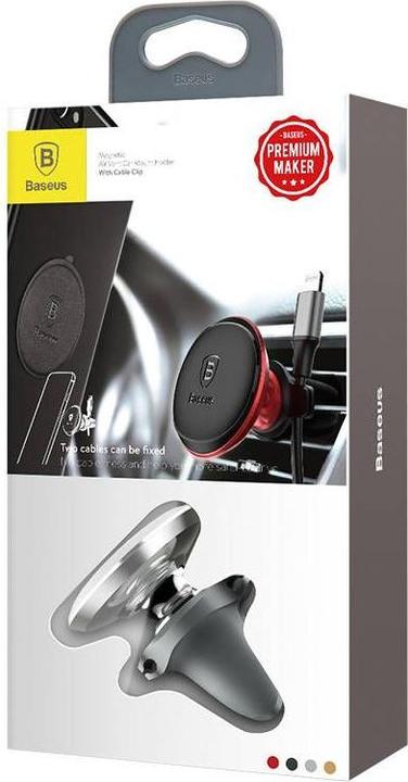 Produktbild Baseus Magnetic Air Vent Car Mount Holder with cable clip (silver)