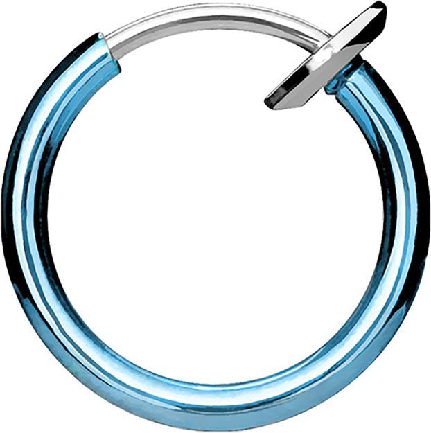 Star Piercing Fake Nasenring hellblau mit Titanium Beschichtung (ohne Messing, Chirurgenstahl 316L)