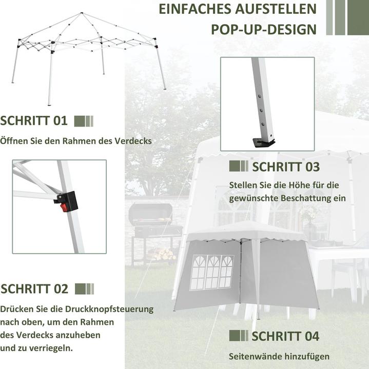 Immagine prodotto Outsunny Padiglione con 2 pareti laterali e regolazione individuale dell'altezza (240 cm, 240 cm)