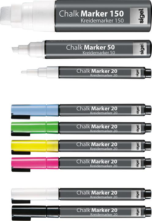 Actual product image Sigel Artverum chalk marker 20 Round (1-2 mm) (Blue, Yellow, Pink, Green, 2 mm, 4 x)