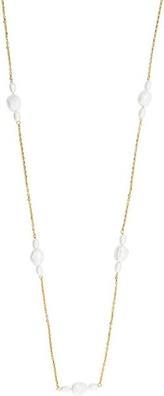 Actual product image Silver Cat - Gold Plated Long Necklace with Freshwater Pearls SC560