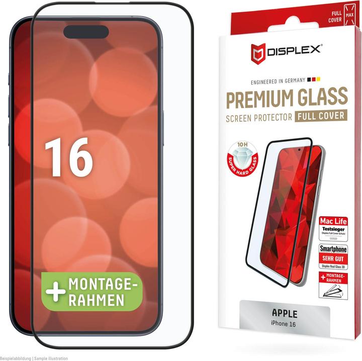 Displex Premium Glass, Full Cover Panzerglas (1 Stück, Apple iPhone 16)